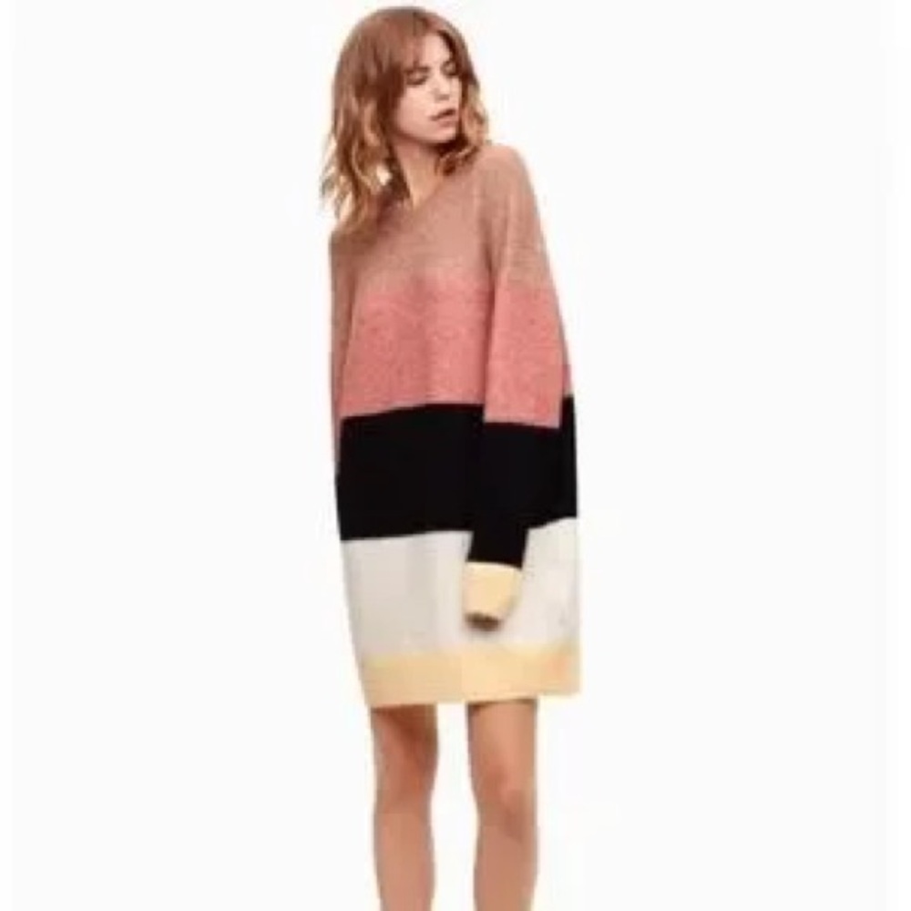 Aritzia Wilfred Free Sz M Cipriana Wool Alpaca Relaxed Colorblock Sweater Dress
